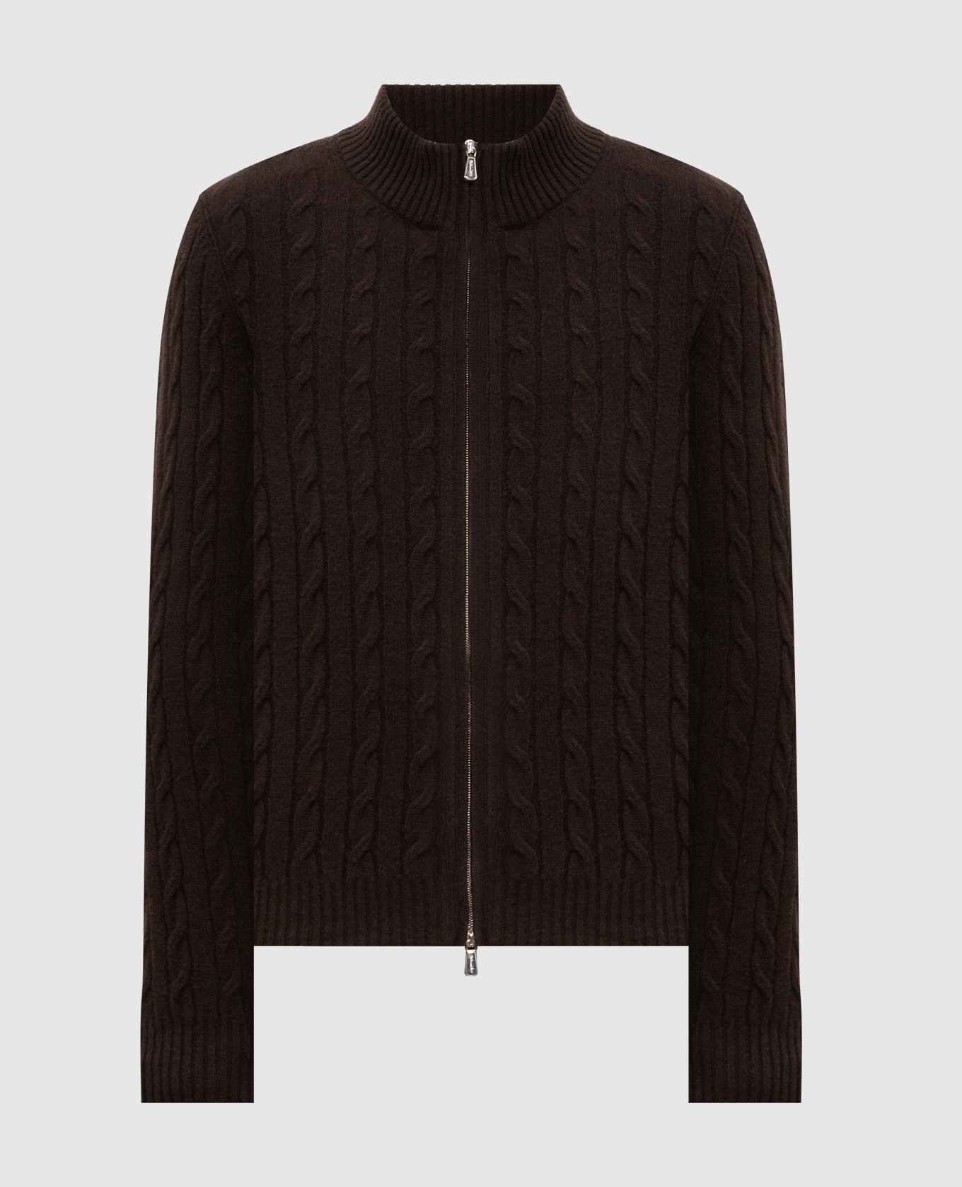 Brown wool and cashmere cardigan