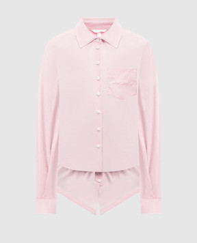 Dore & Rose Pink pajamas with logo embroidery COTTONPOPLINSHORTSET