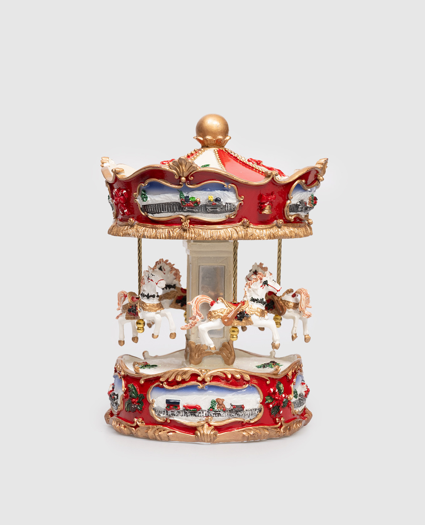 

Decorative Christmas musical carousel Shishi, White