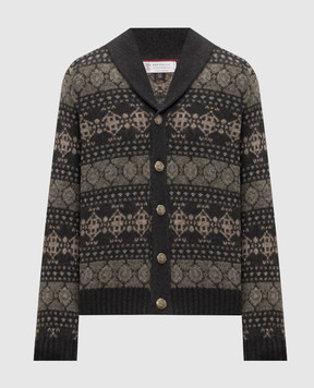 Brunello Cucinelli Gray cashmere cardigan with pattern M22506306