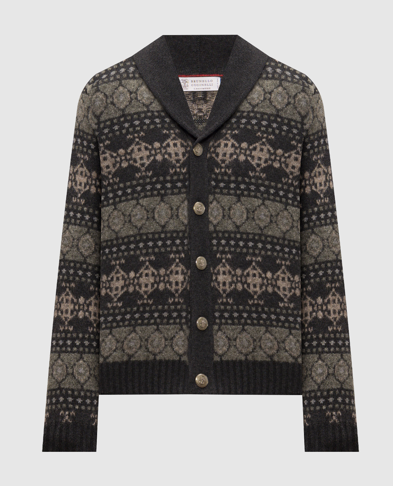 Gray cashmere cardigan with pattern Brunello Cucinelli