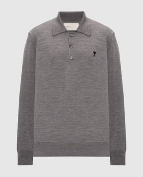 Ami Paris Gray wool polo shirt HPL457KN0197
