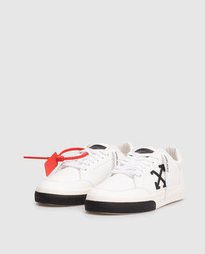 Off-White White Vulcanized Leather Sneakers with Emblem OMIA293C99LEA002