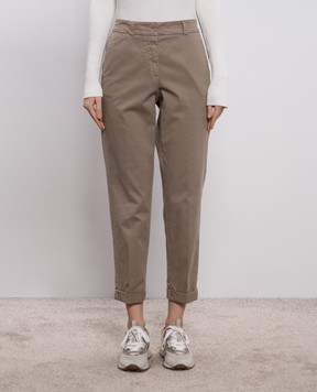 Peserico Khaki pants with lapels A04680T2302481