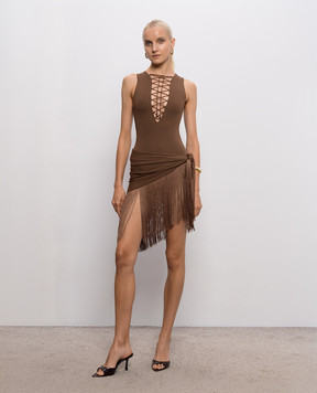 Taller Marmo Brown Sahara swimsuit with sarong skirt PF2677