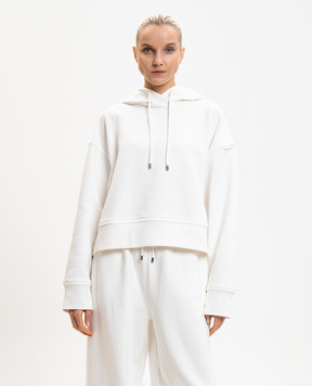 Max Mara Sportmax SPDSLOGAN white hoodie with slits SPDSLOGAN