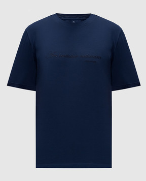 Brunello Cucinelli Blue T-shirt with embroidered inscription M0B138518
