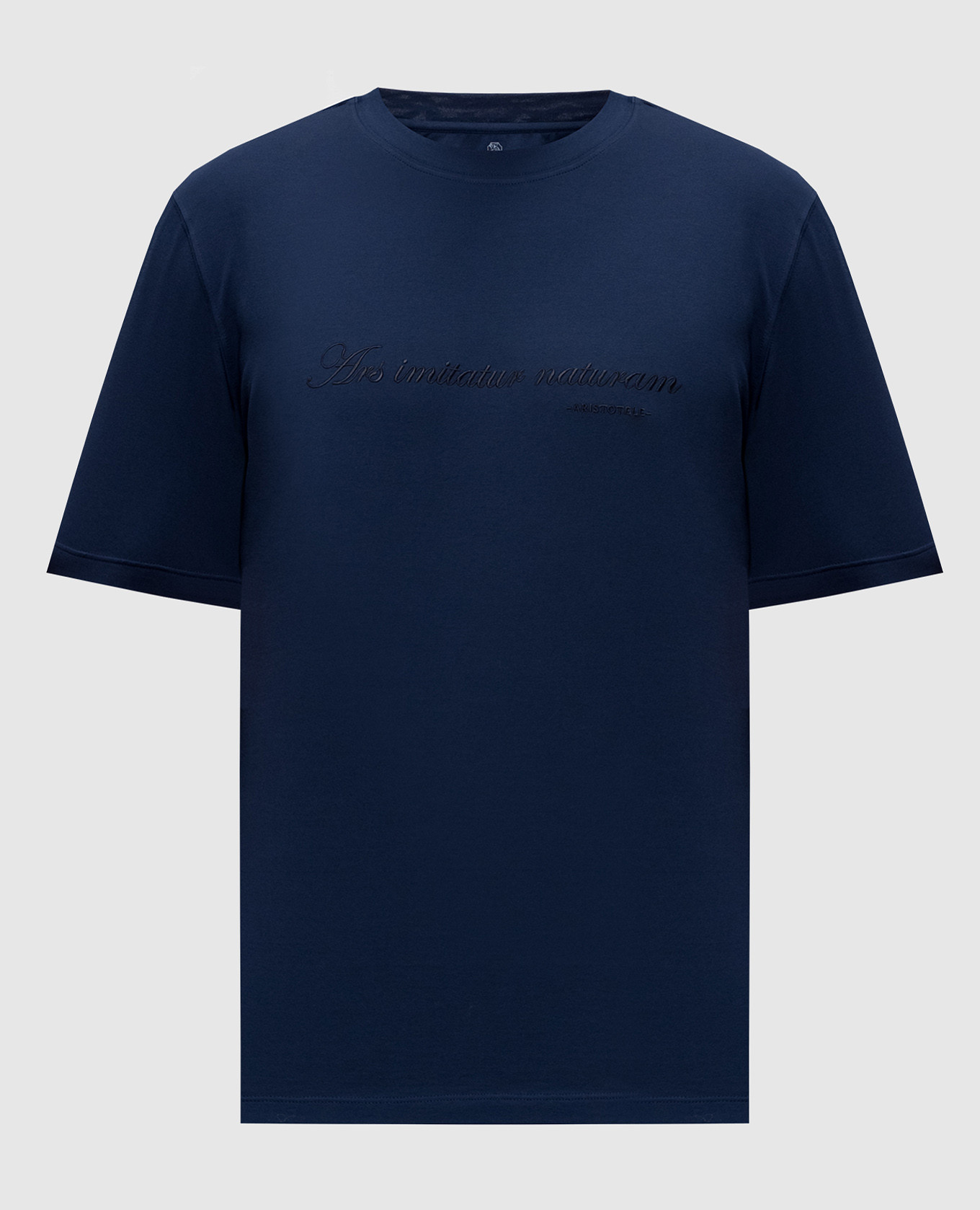 Blue T-shirt with embroidered inscription