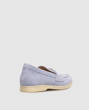 Babe Pay Pls Blue suede loafers with logo engraving 218108ZA