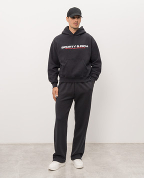 Sporty & Rich Black insulated tracksuit with logo print ST11082000BA01PA088820