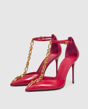 Balmain Pink leather Sync shoes with chain GN1UA152LNPX