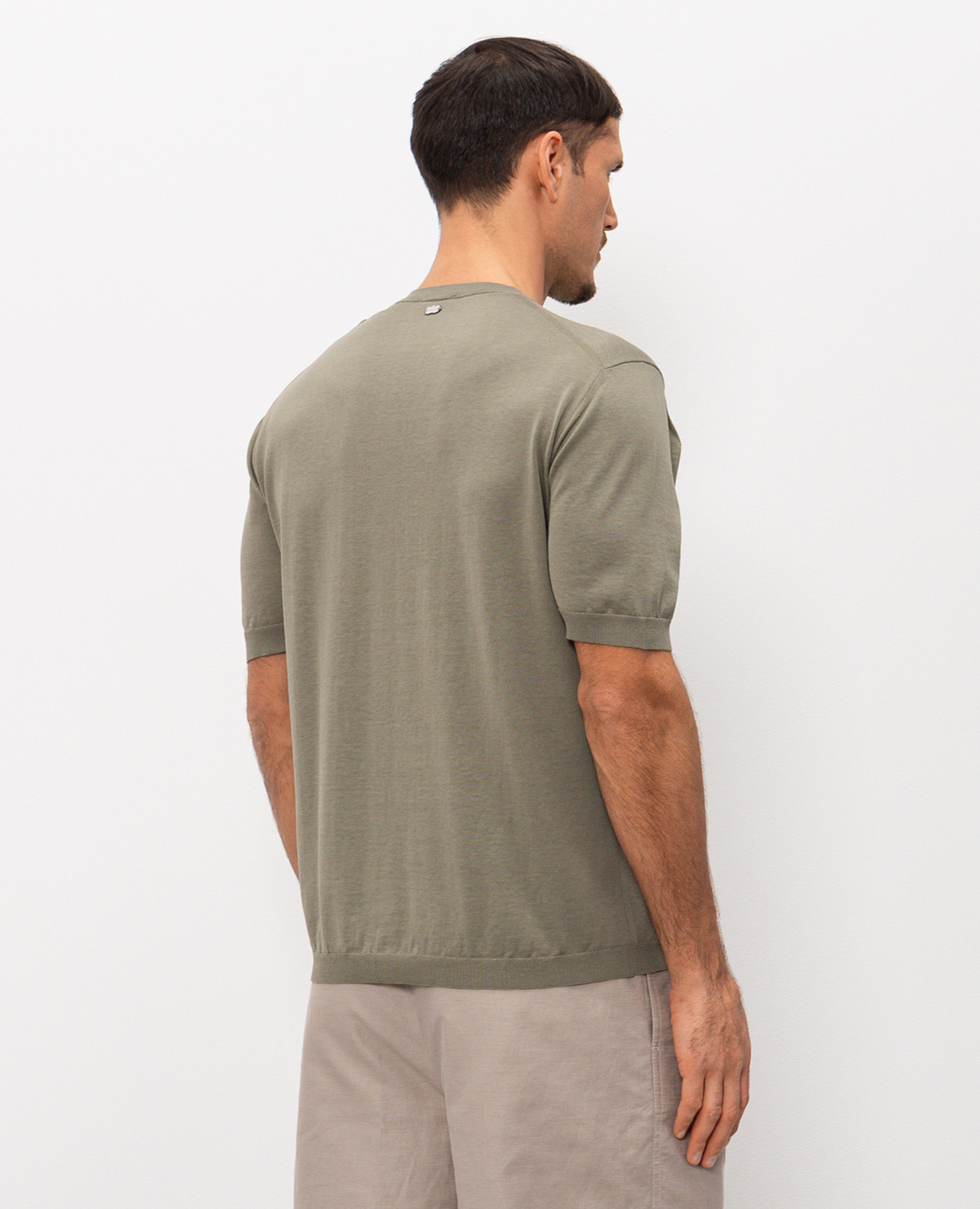 

Khaki T-shirt with silk Agnona