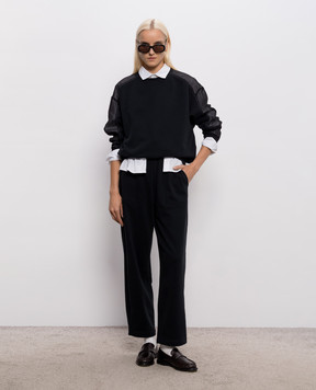 Brunello Cucinelli Black sweatshirt with monil chain MN05NB2R00