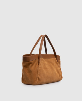 Twinset Brown suede tote bag with logo embossing 261TB7101