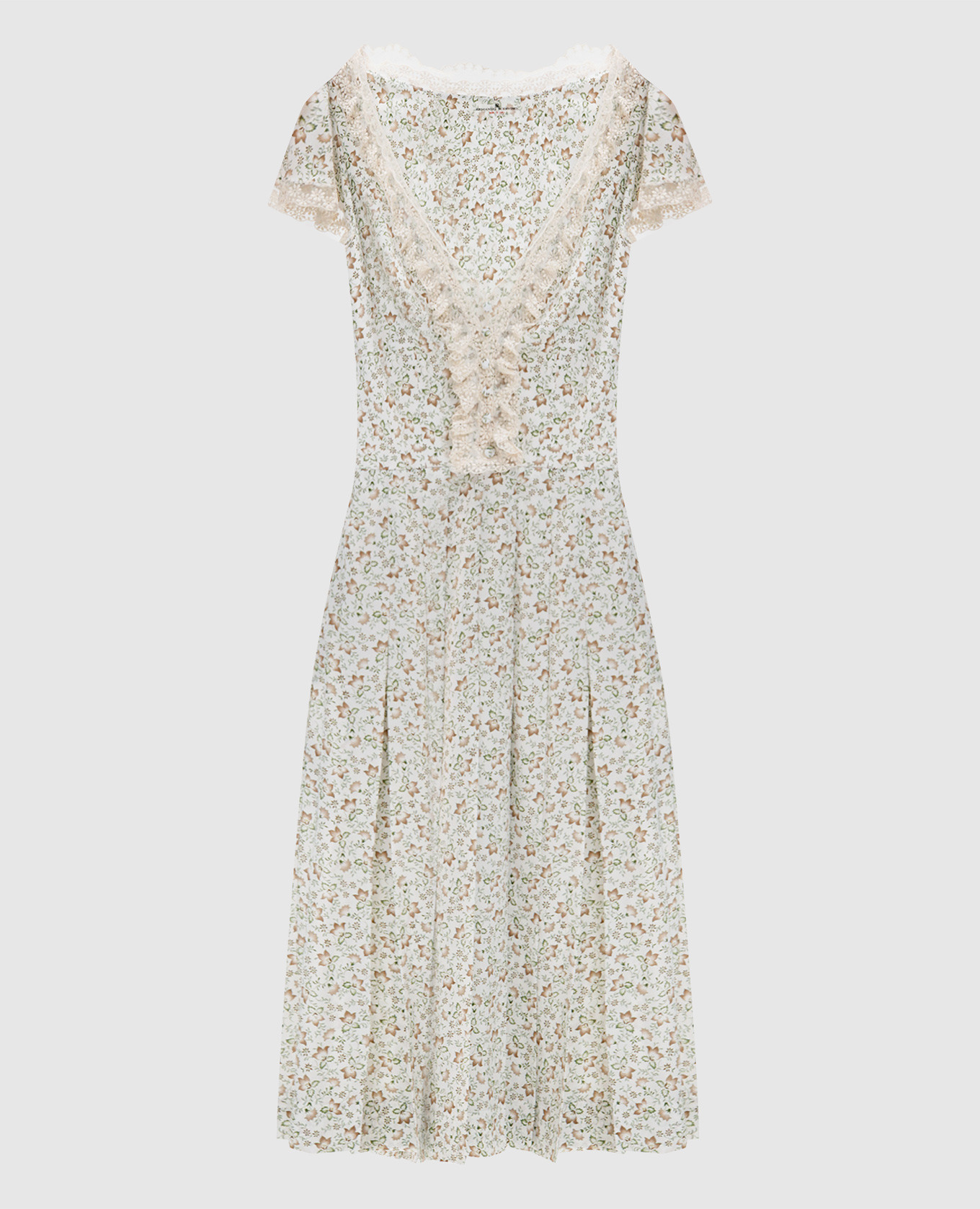 White silk dress with floral print