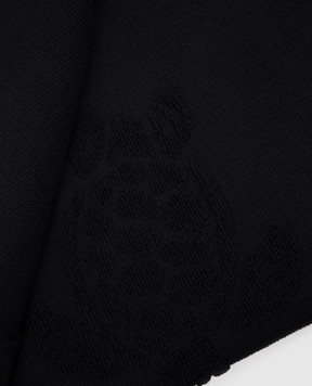 Vilebrequin Black terry beach towel with fringe pattern STHU1201