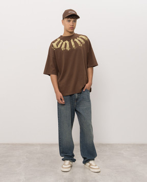 Palm Angels Brown T-shirt with logo print PAMAA003JR001m