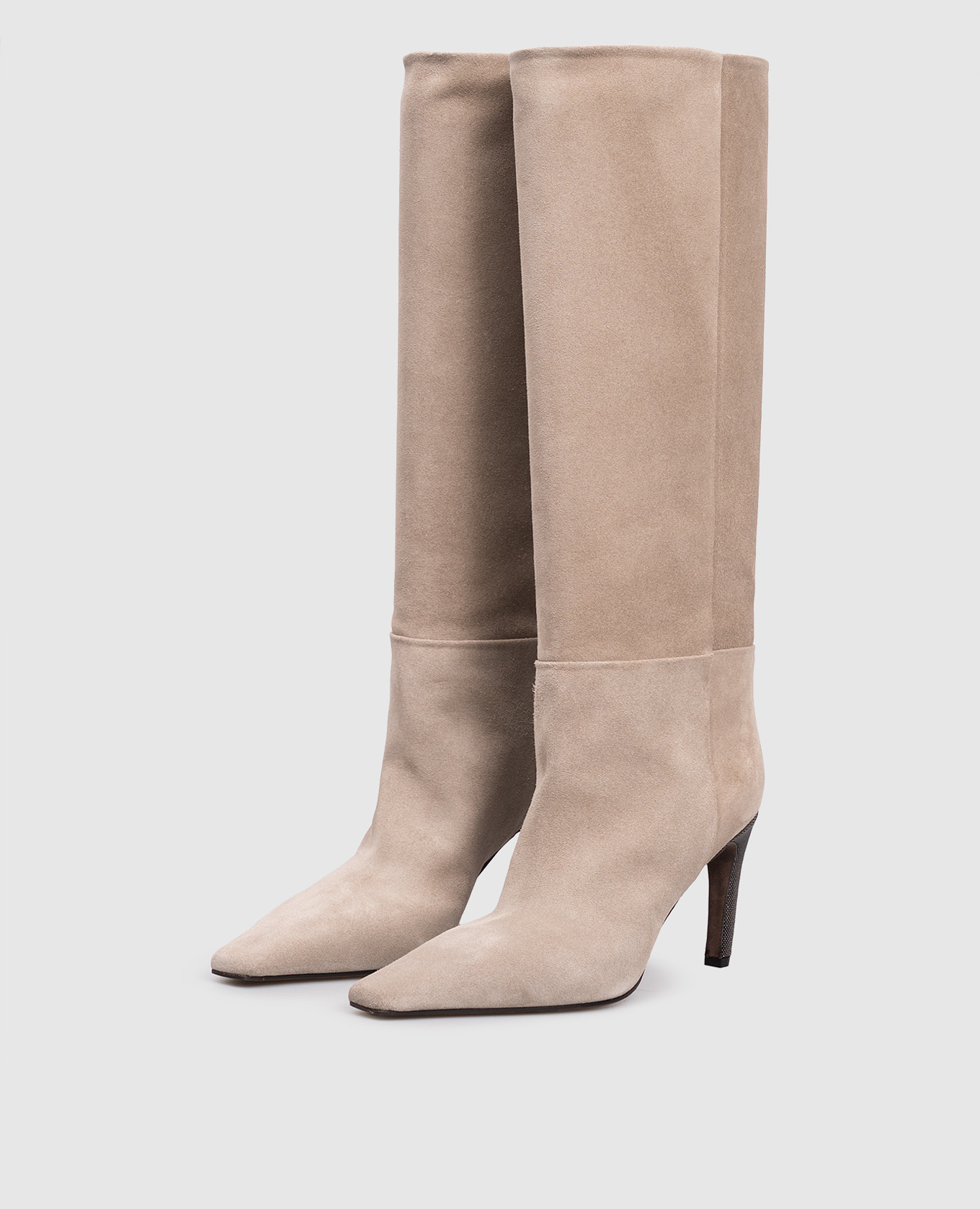

Beige suede boots with monil chain Brunello Cucinelli