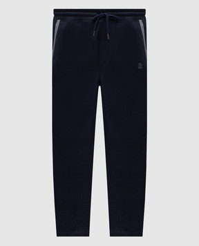 Brunello Cucinelli Blue sweatpants with logo print MM8433102G