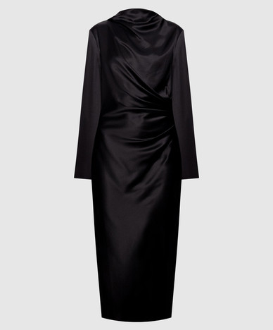 Black midi dress FABIO with silk