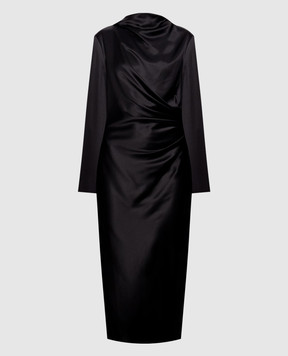 Loulou de Saison Black midi dress FABIO with silk FABIO