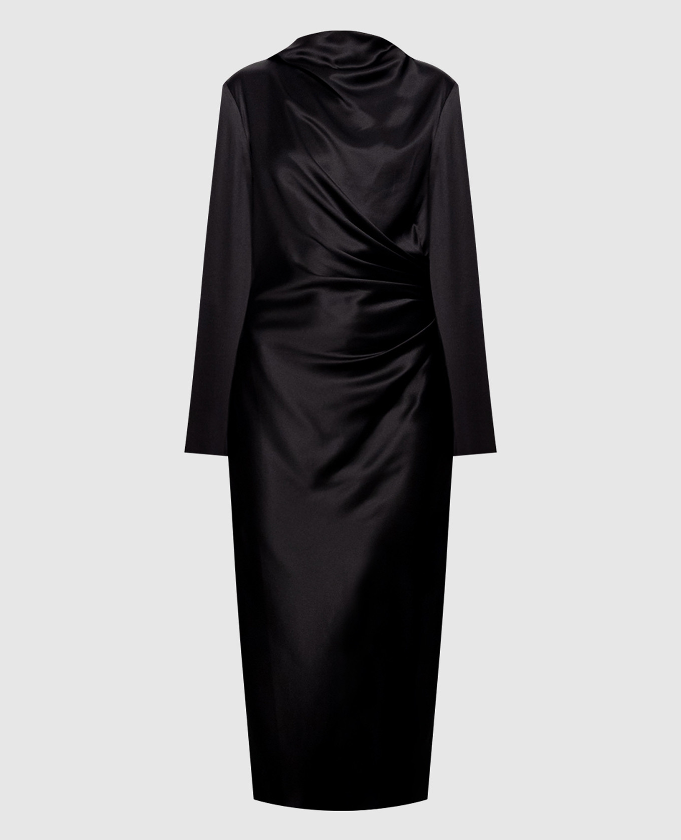 Black midi dress FABIO with silk Loulou de Saison
