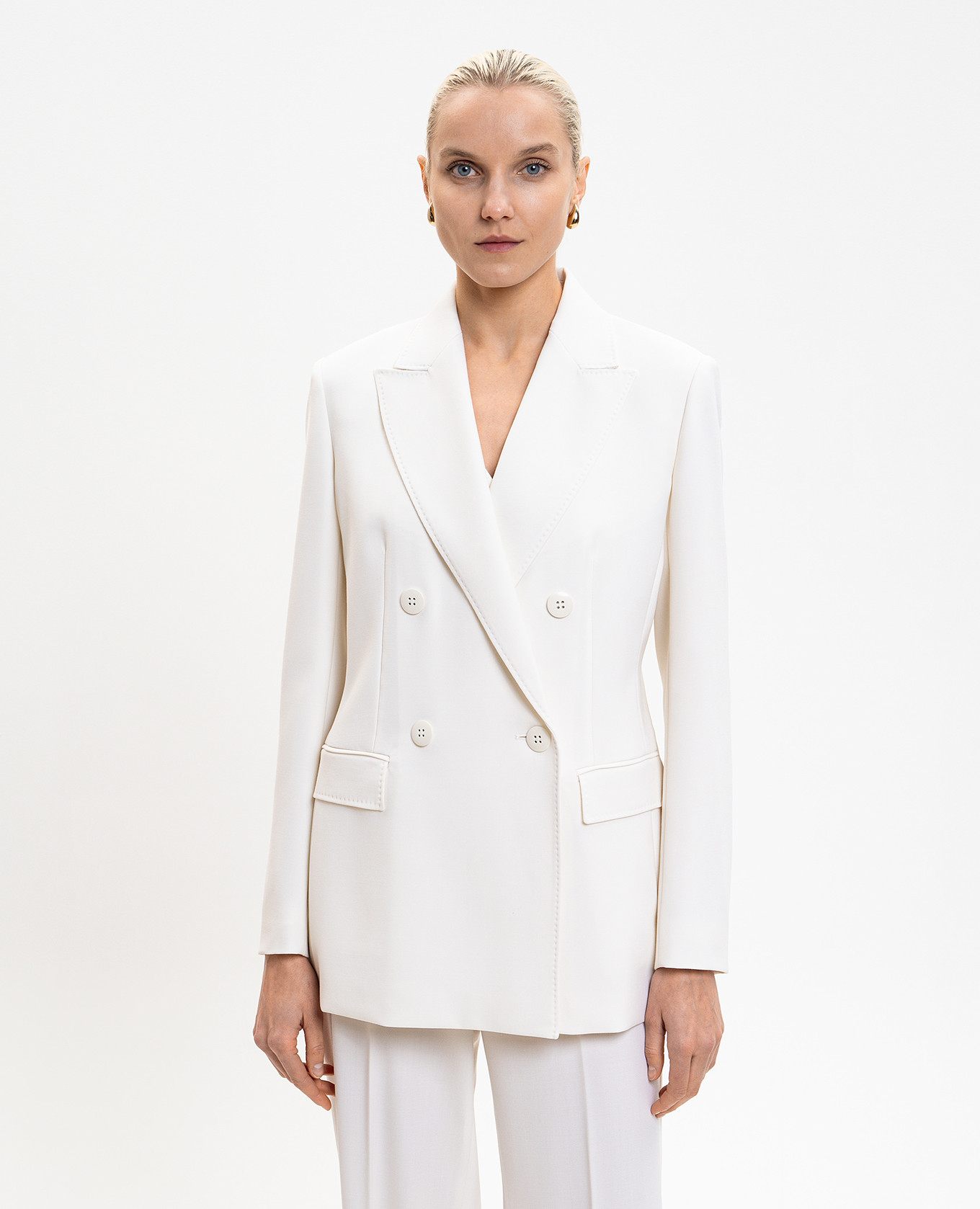 

MSTGREMBO white double-breasted wool jacket Max Mara