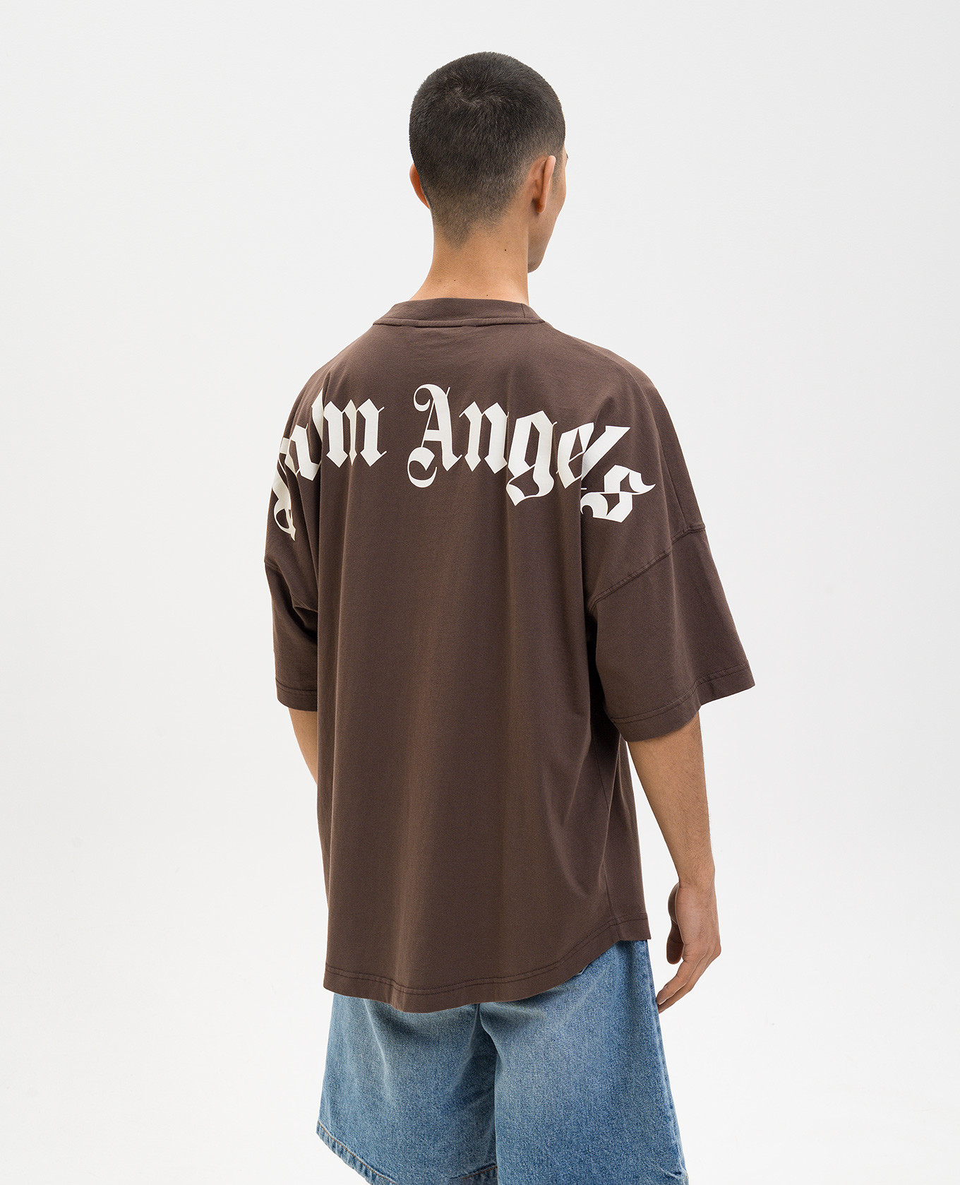 

Brown T-shirt with contrast logo Palm Angels