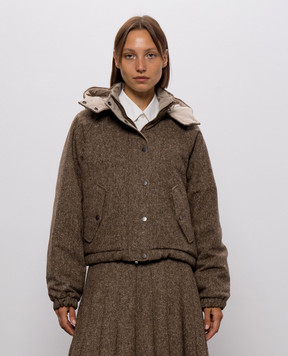 Brunello Cucinelli Brown down jacket with wool MD0023657