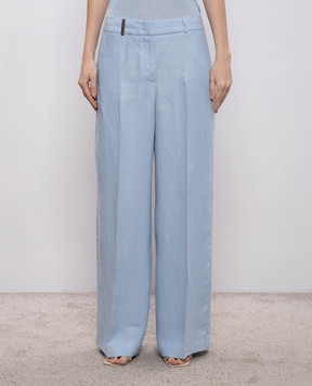 Peserico Blue pants with brand patch A0404002606
