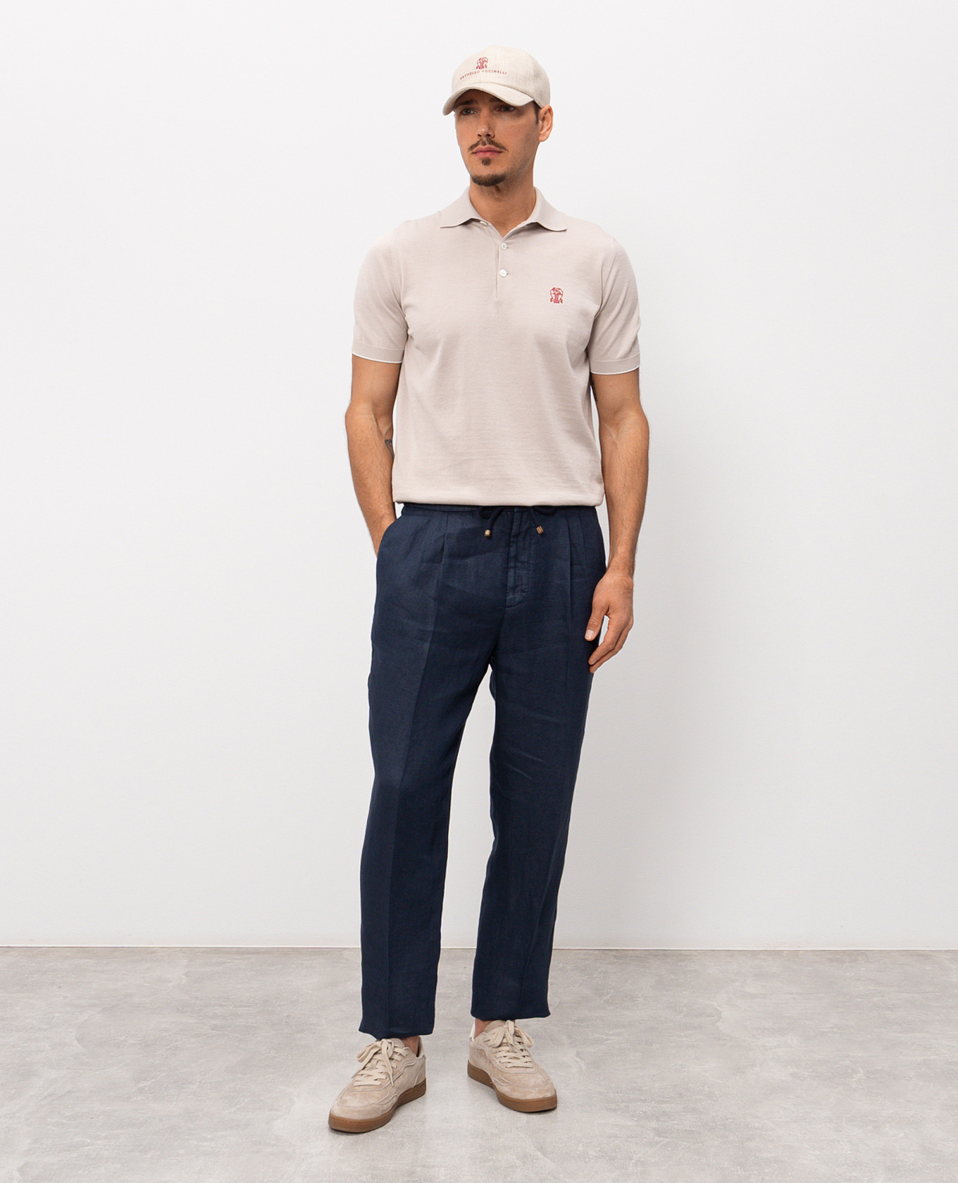 Beige polo shirt with embroidered emblem Brunello Cucinelli 2