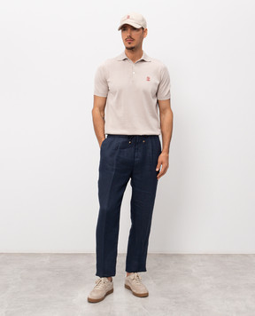 Brunello Cucinelli Beige polo shirt with embroidered emblem M29800195