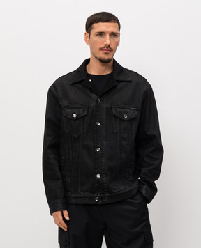 Dolce&Gabbana Black denim jacket with logo patch G9NL5DG8ON9