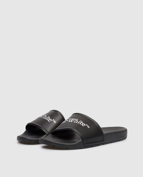 Off-White Black sliders with textured logo OWIU001S26MAT002