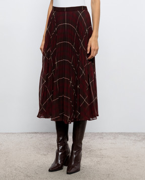 Max Mara STPAGANO burgundy checkered skirt MSTPAGANO