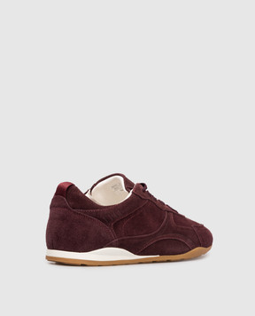 Stuart Weitzman Burgundy suede Scout sneakers with logo SM626