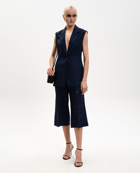 Twinset Blue linen vest with Richelieu embroidery 261TP2314