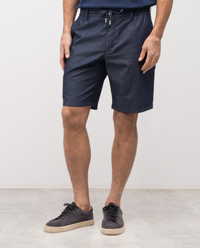 Stefano Ricci Blue shorts with logo patch M8T6101100TSOBL