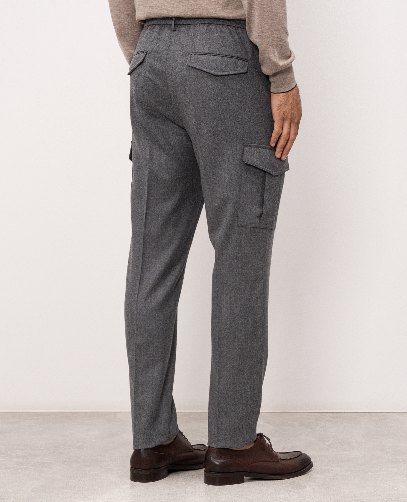 Grey wool cargo pants Peserico 4