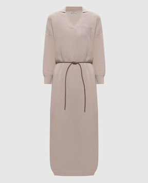 Peserico Beige midi dress made of wool, silk and cashmere S92218F12A9018C
