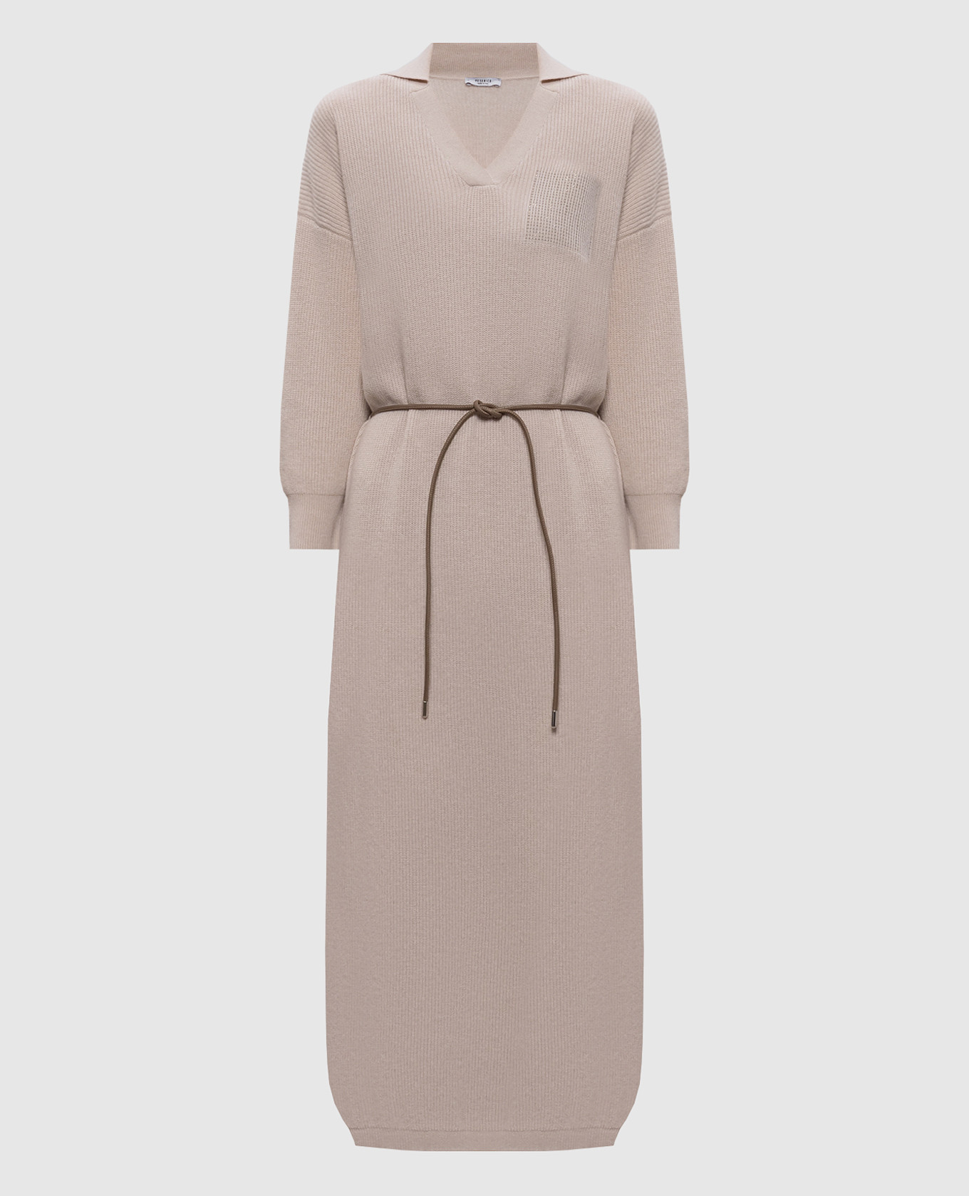 Beige midi dress made of wool, silk and cashmere Peserico