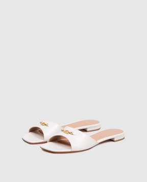Santoni White leather flip-flops with monogram logo WHTY72111HD1NWLN