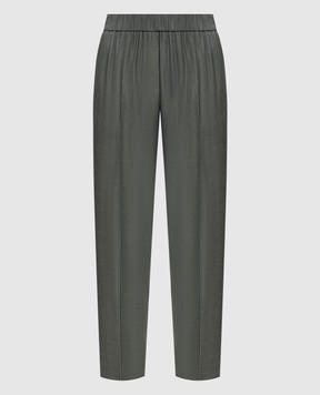 Peserico Green linen pants with chain P0417801921