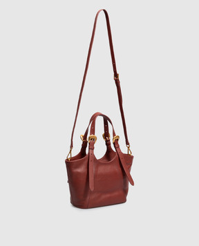 Twinset Burgundy leather tote bag with logo embossing 262TB7195