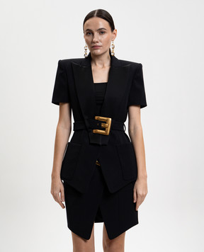 Balmain Black wool jacket with short sleeves GF1SB225ME54