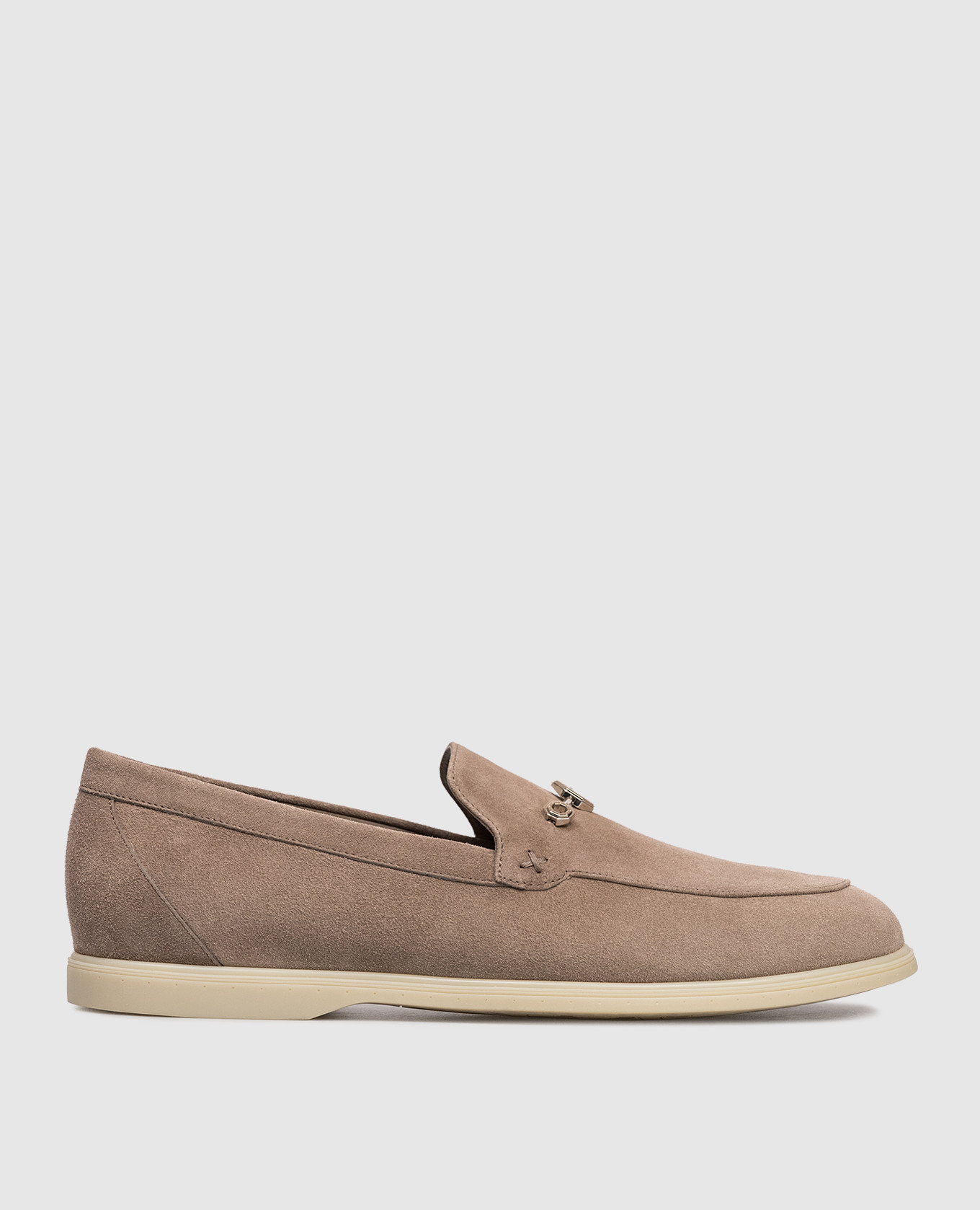 Brown suede loafers with emblem