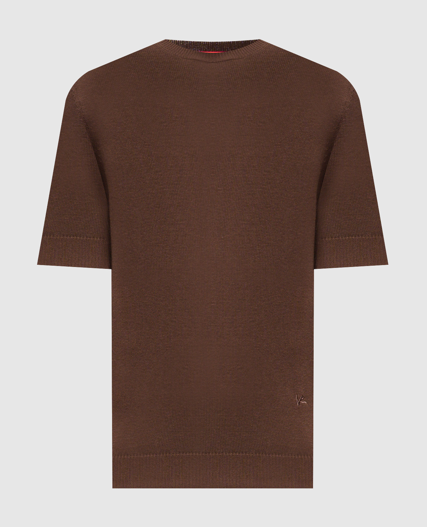 Brown linen and silk T-shirt