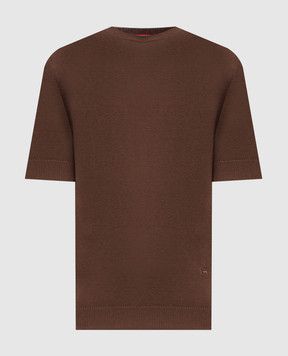 ISAIA Brown linen and silk T-shirt MG8362Y0508