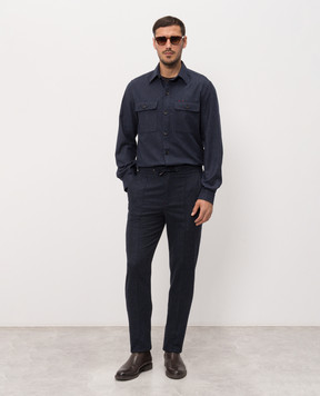 ISAIA Blue wool and cashmere shirt OSH009P9040