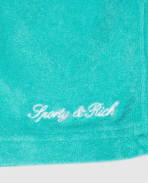 Sporty & Rich Signature Logo Kids' Green Terry Shorts SH066712326GR02